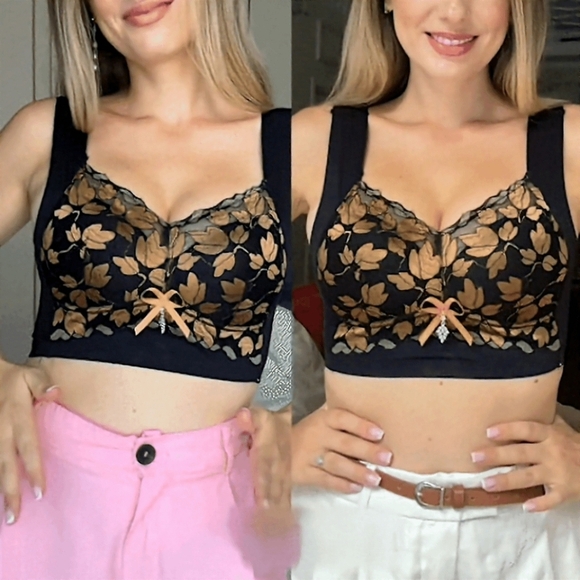 Senobra Black and Gold Leaf Bra - Picture 2 of 7